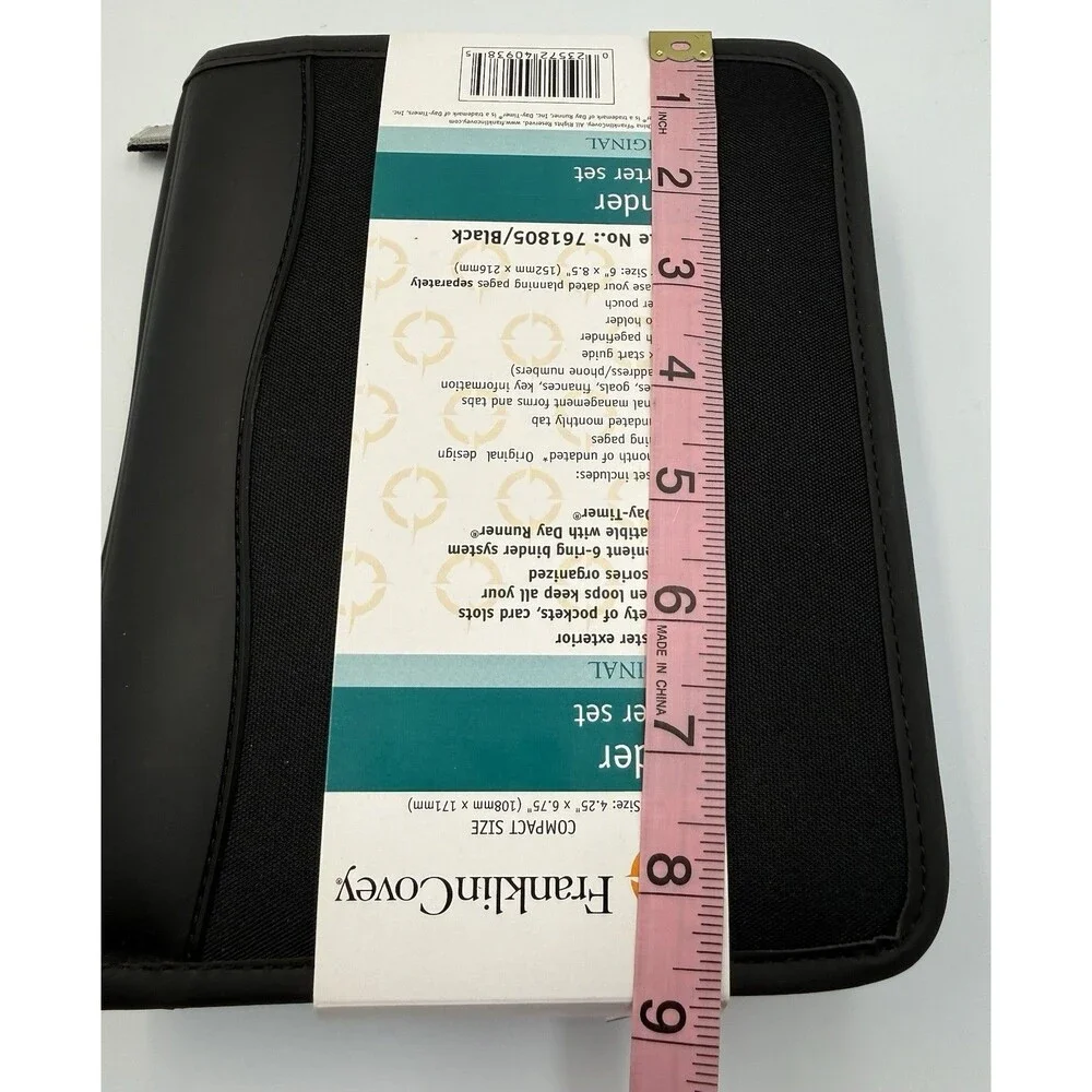 Franklin Covey Black Zippered Planner Binder Starter Set Original 761805 NOS